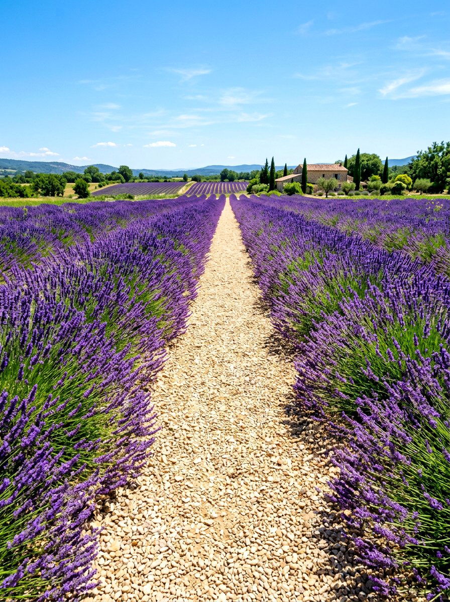 Lavender lined gravel path - 30 gravel path backyard ideas
