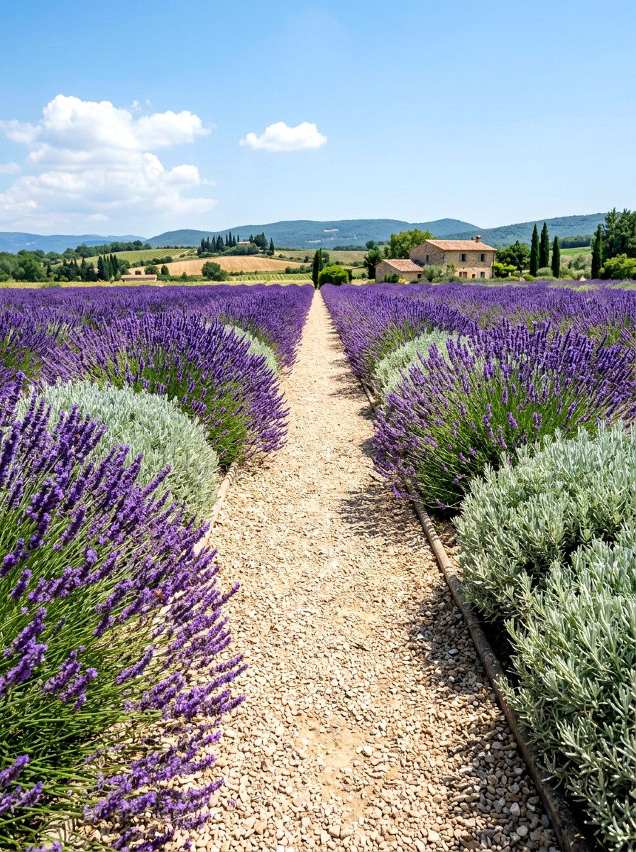 Lavender lined path - 30 cottage front yard garden ideas