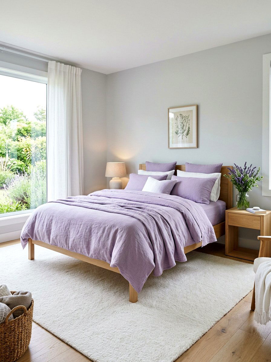Lavender linen bedding - 30 spring refresh decor ideas