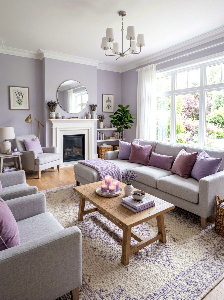 Lavender living room ideas - 30 soft spring living room ideas