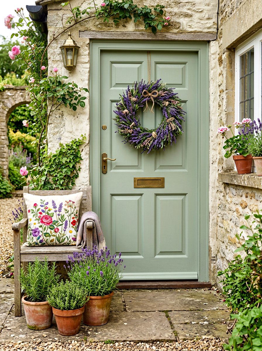 Lavender outdoor wreath - 30 exterior wreath display ideas