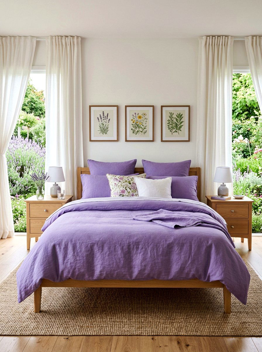 Lavender purple linen - 30 designer bedding bedroom ideas
