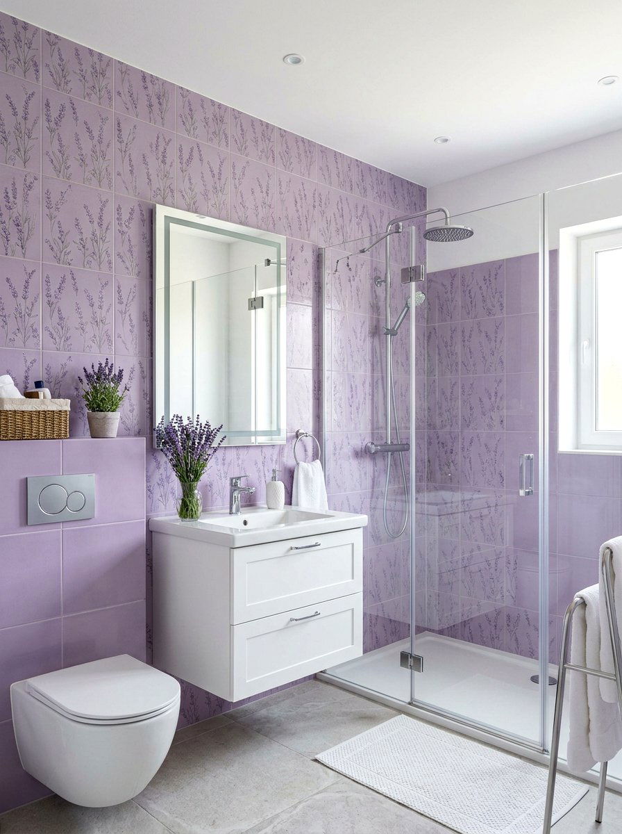 Lavender purple wall tile - 30 removable tile bathroom ideas
