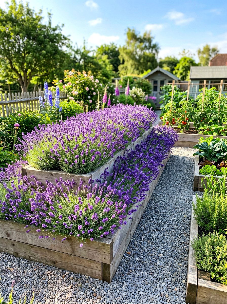 Lavender raised garden bed - 30 lavender border ideas