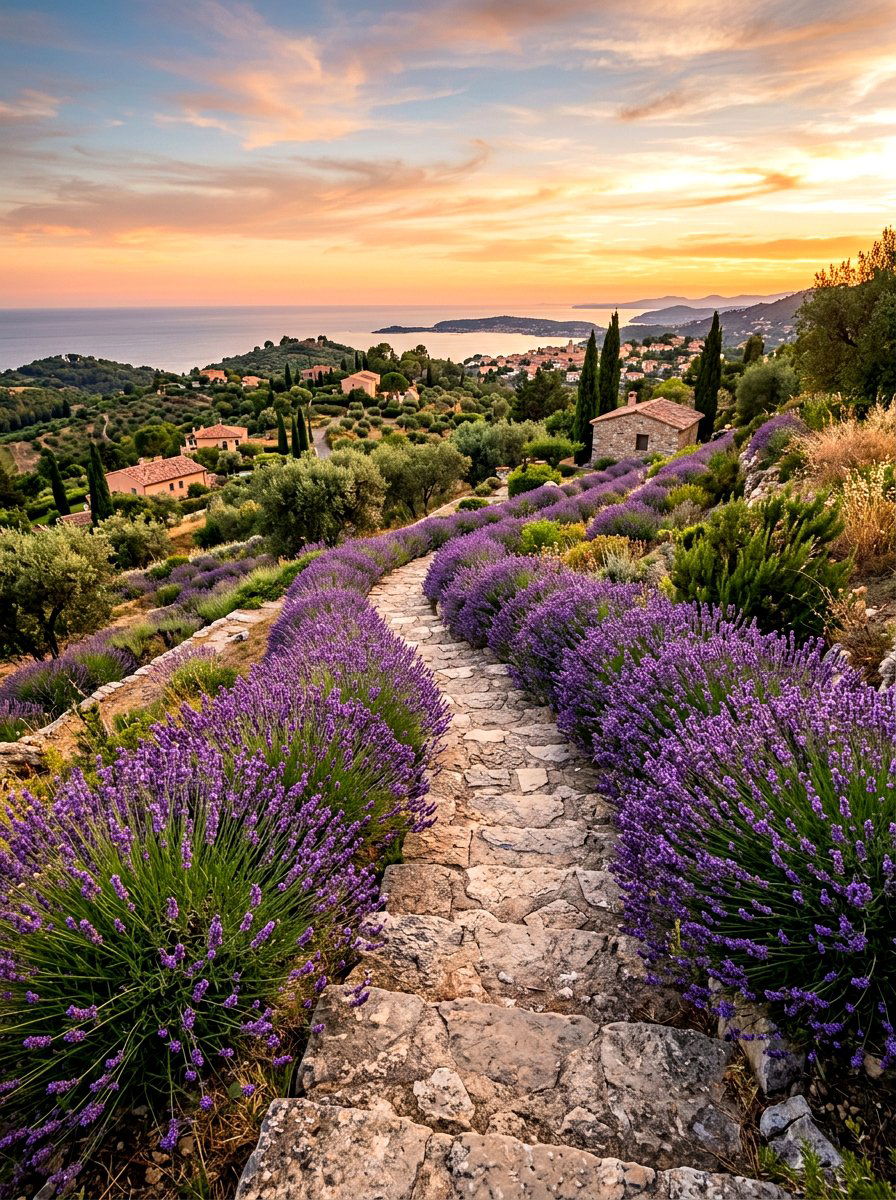 Lavender steps and stairs - 30 lavender border ideas