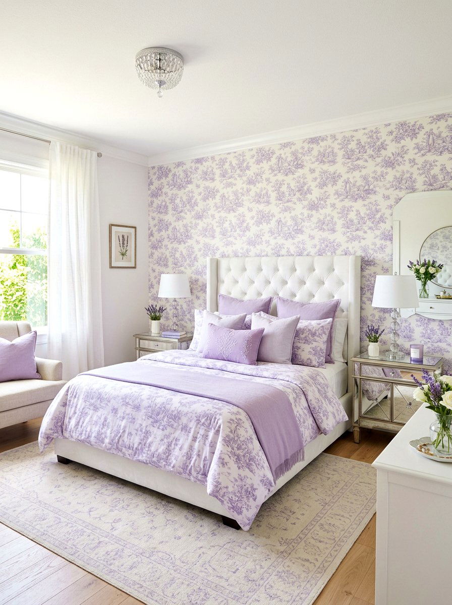 Lavender toile soft bedroom - 30 toile bedroom ideas
