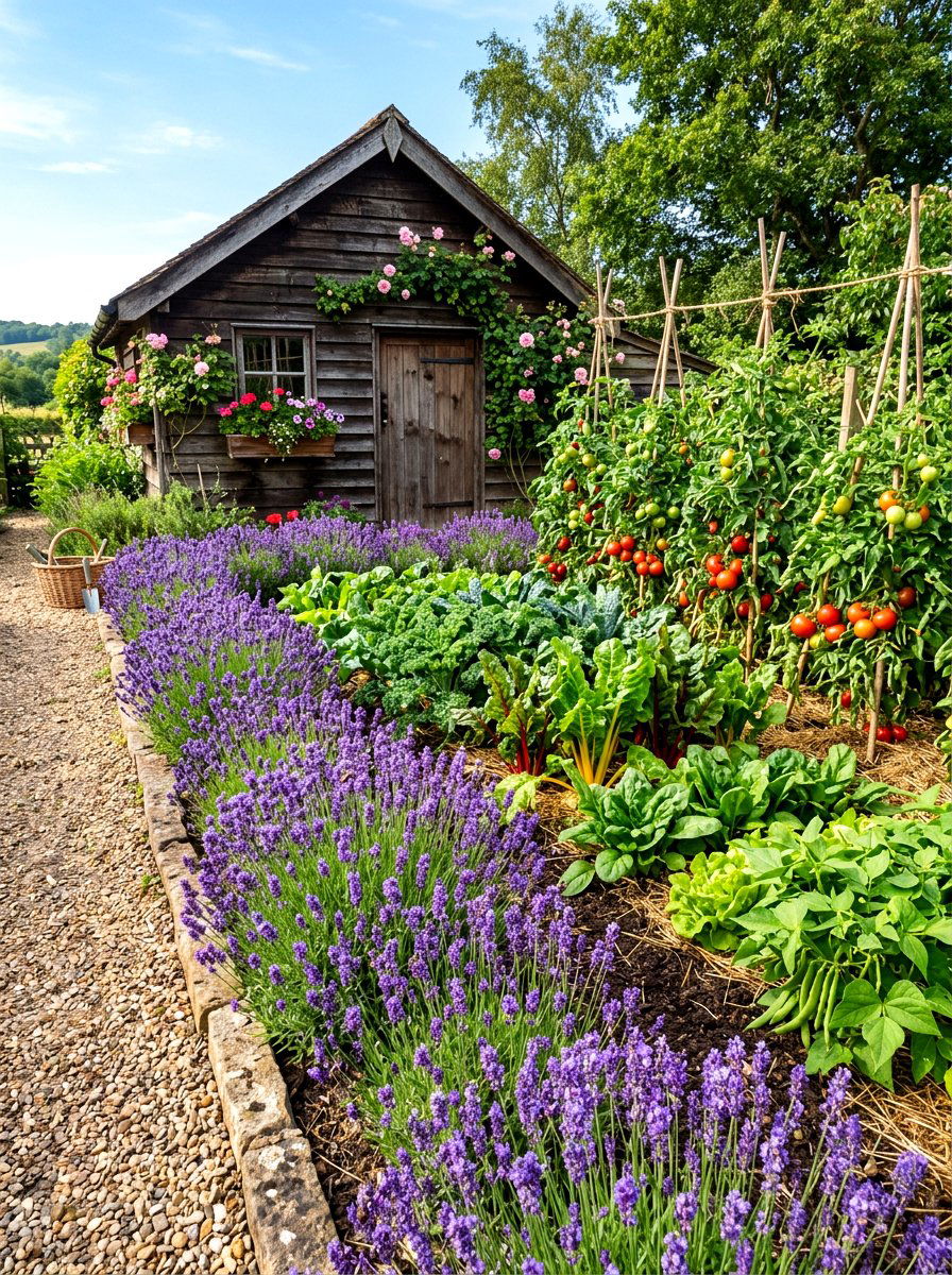 Lavender vegetable garden border - 30 lavender border ideas