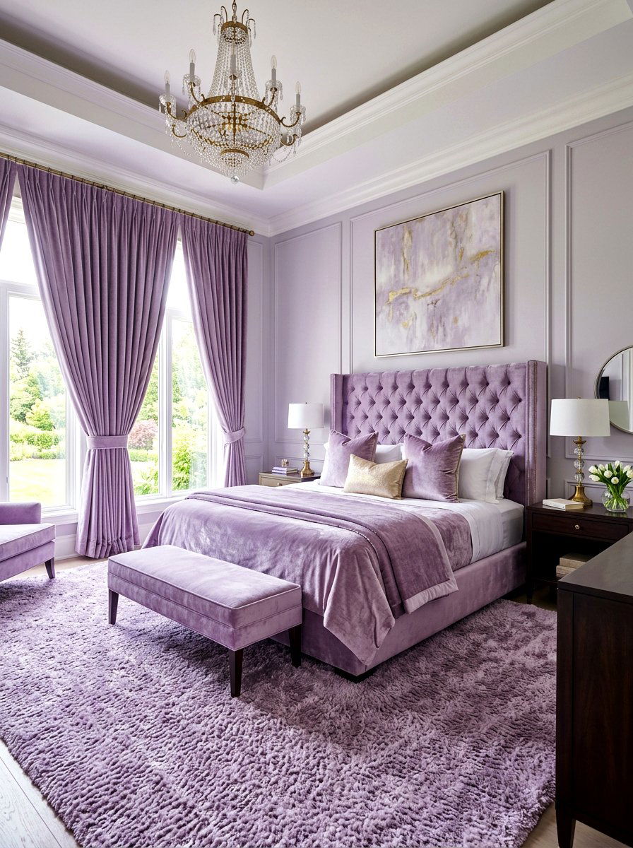 Lavender velvet bedroom - 30 lavender bedroom ideas