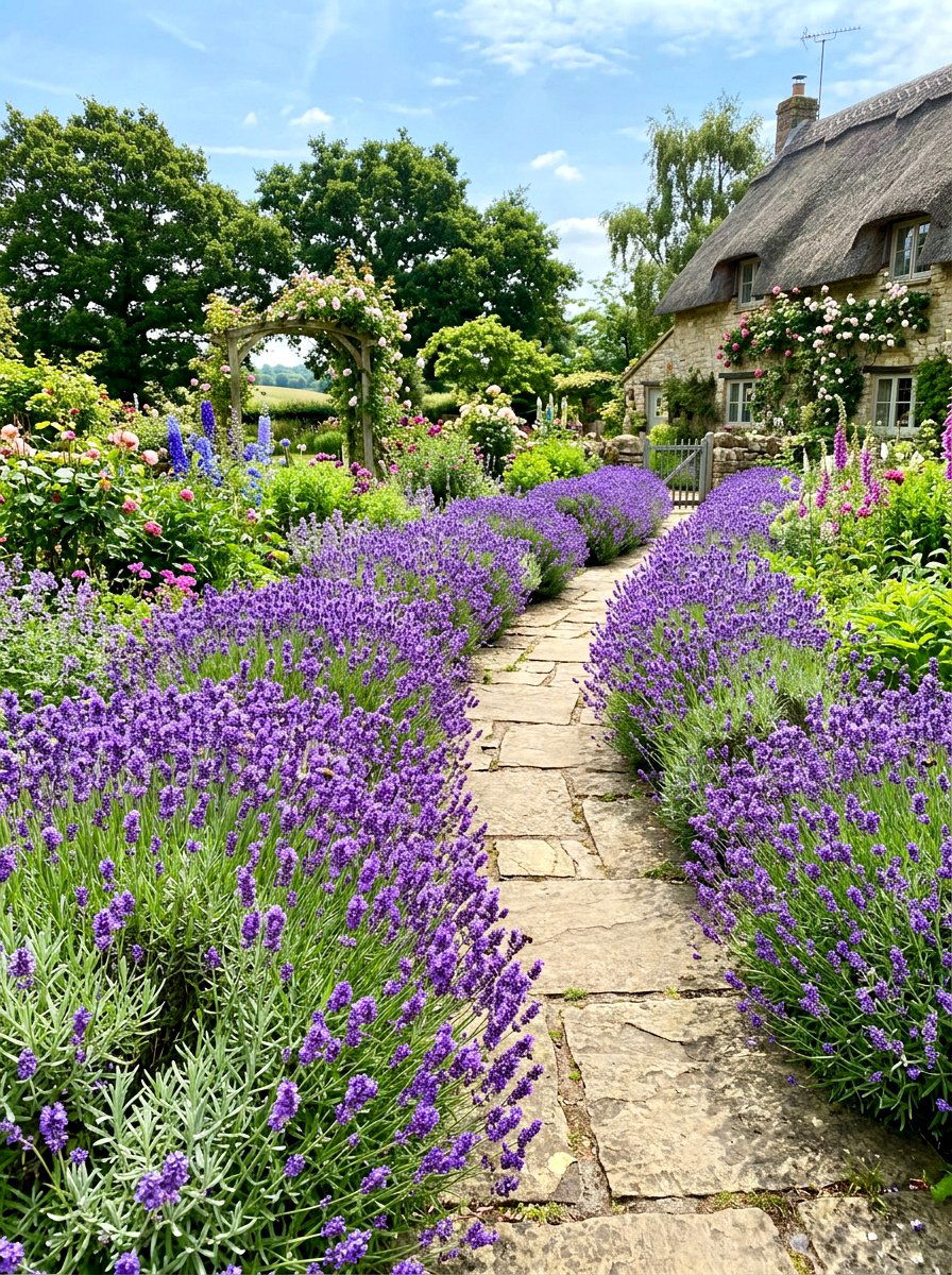 Lavender walkway border - 30 walkway border planting ideas