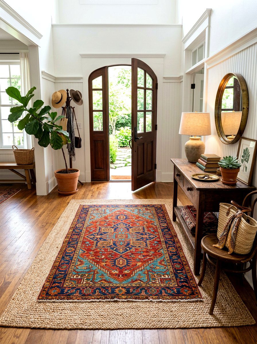 Layered Antique Rug Foyer - 30 antique rug foyer ideas