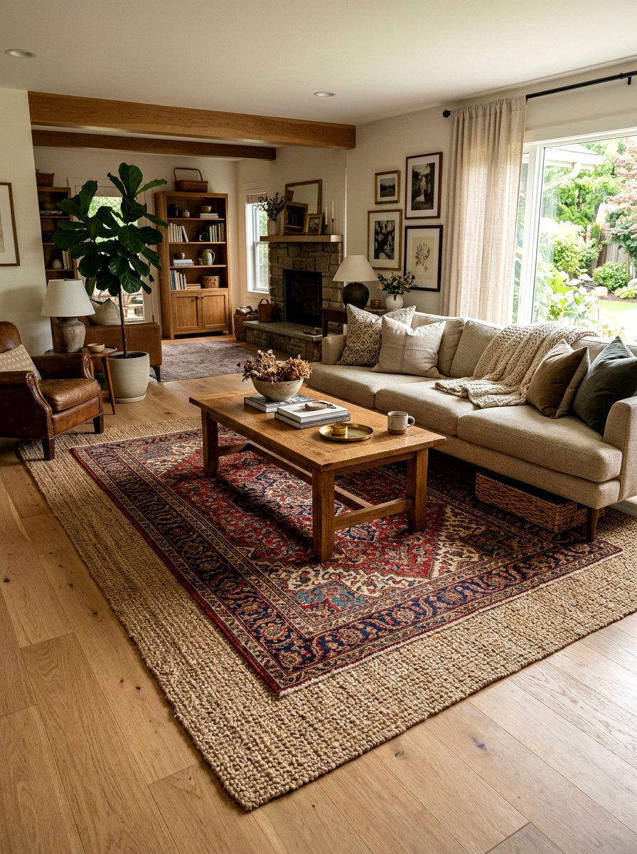 Layered Area Rug Placement - 30 renter friendly living room ideas