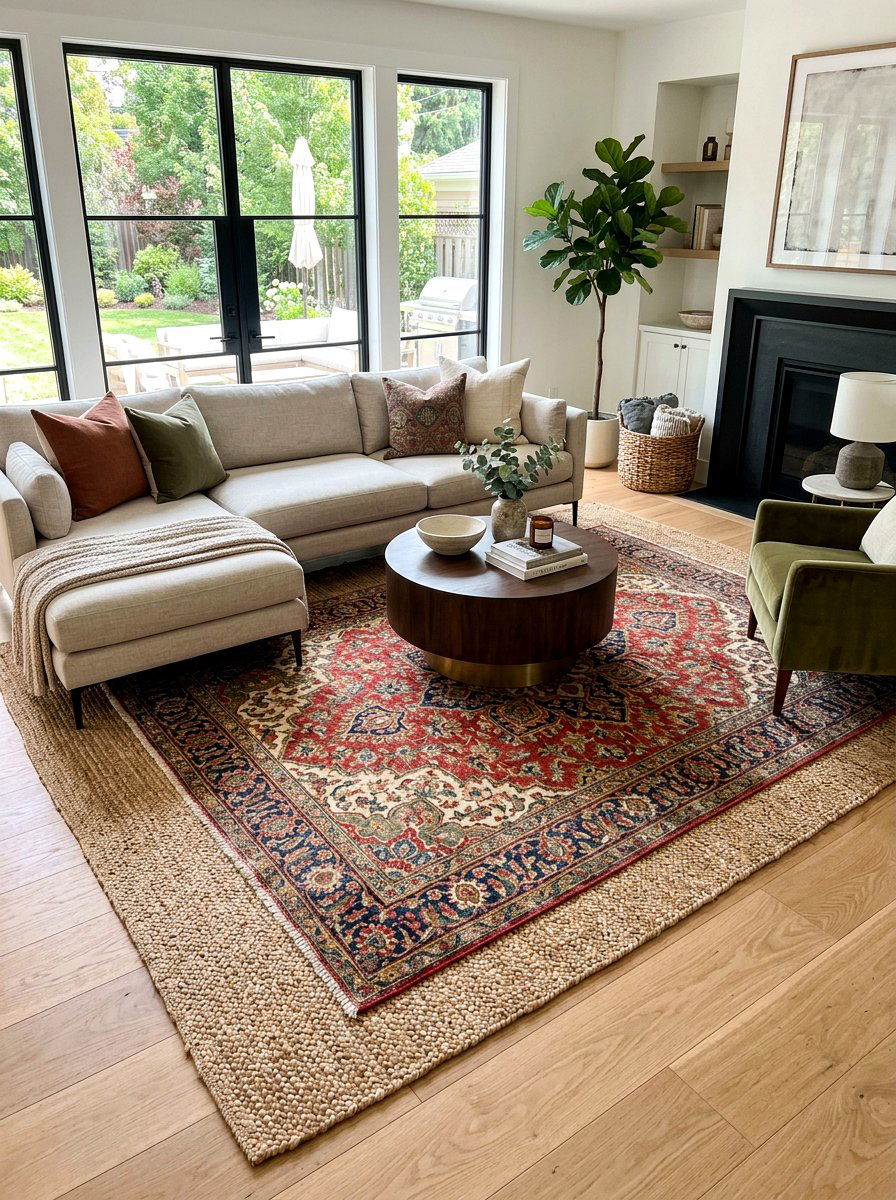 Layered Area Rugs - 30 first apartment ideas