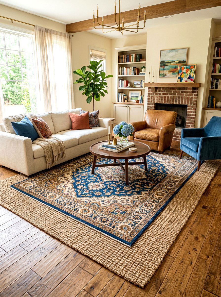 Layered Area Rugs - 30 transitional decor ideas