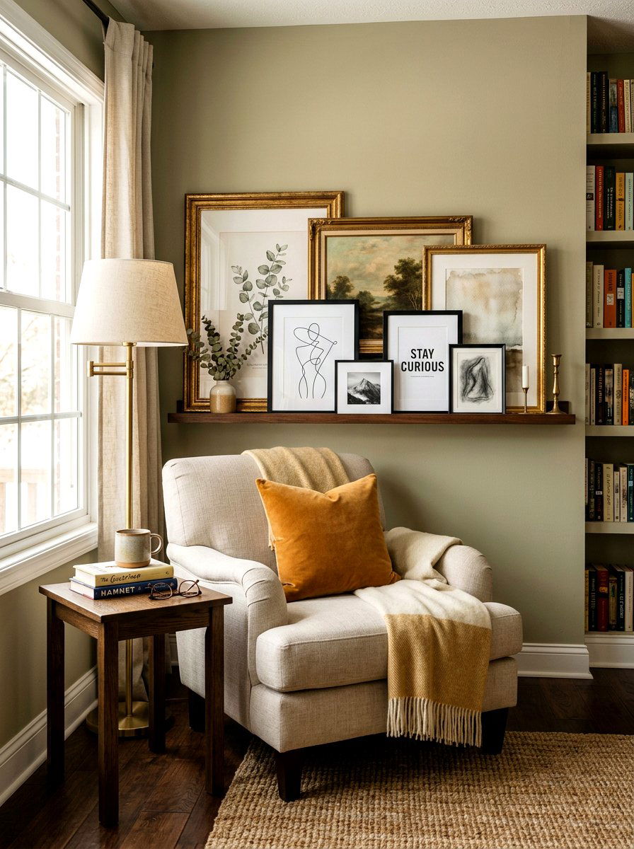Layered Art Frames Ledge - 30 picture ledge ideas