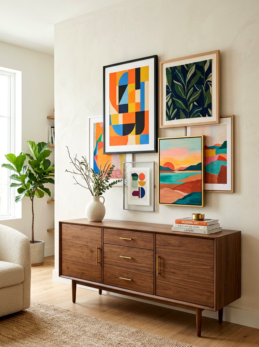 Layered Art Sideboard - 30 sideboard styling dining ideas