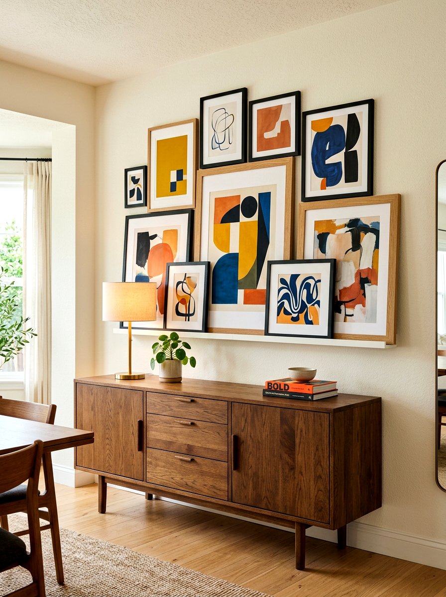 Layered Art Wall - 30 buffet table styling ideas
