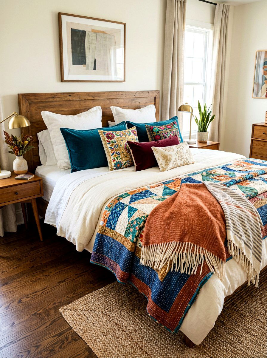 Layered Bedding Style - 30 boho bedroom ideas