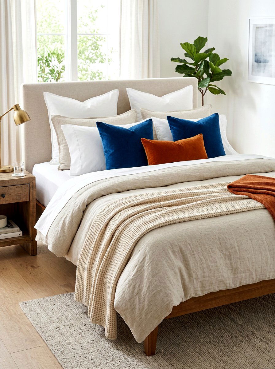 Layered Bedding Textures - 30 sleep sanctuary bedroom ideas