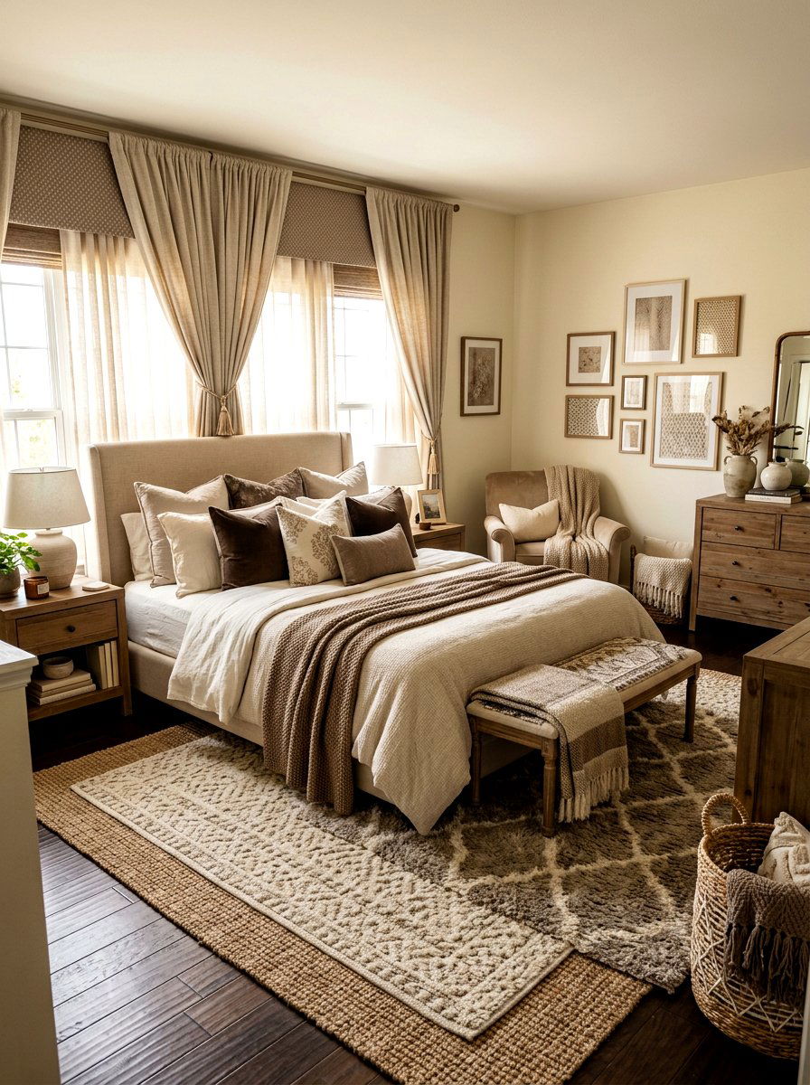 Layered Beige Bedroom - 30 tonal beige bedroom ideas