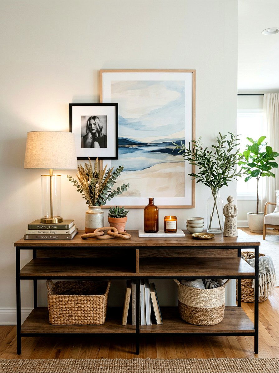Layered Console Table - 30 console styling ideas