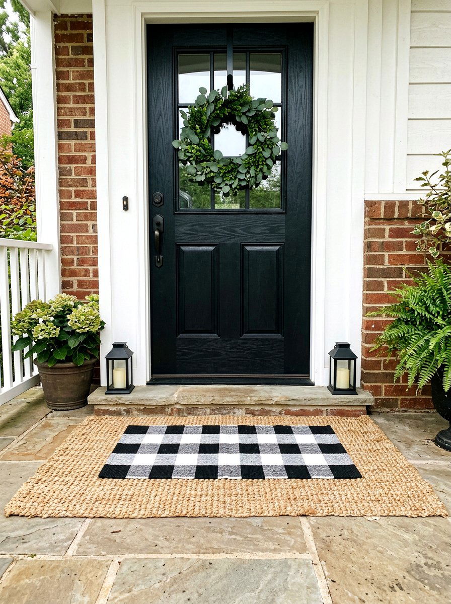 Layered Doormats - 30 winter front porch ideas