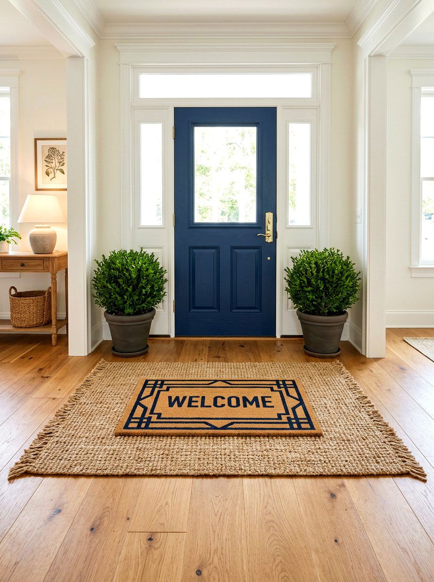 Layered Entrance Rug - 30 front stoop styling ideas