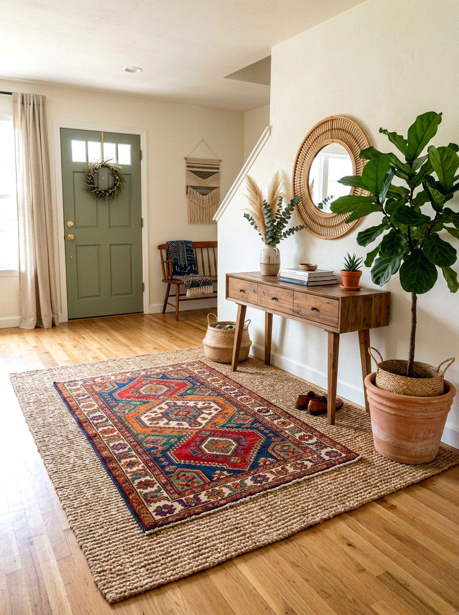 Layered Entryway Rugs - 30 front hallway decor ideas