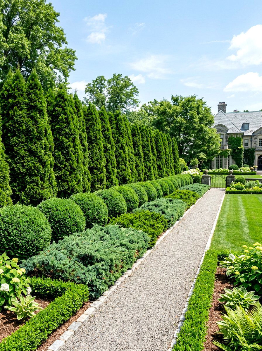 Layered Evergreen Hedge