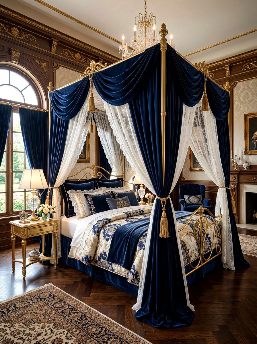 Layered Fabric Canopy Bed - 30 canopy drape bed ideas