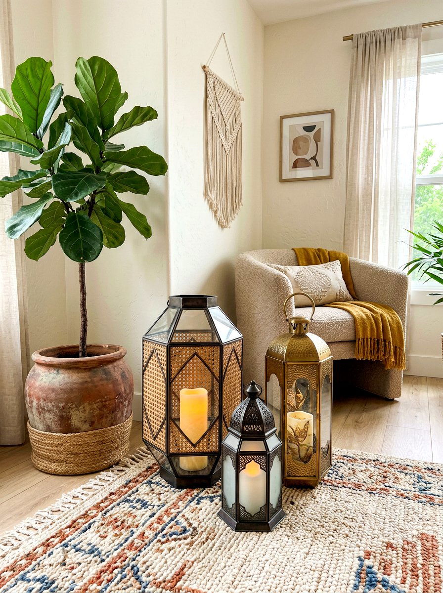 Layered Floor Lantern - 30 lantern decor ideas
