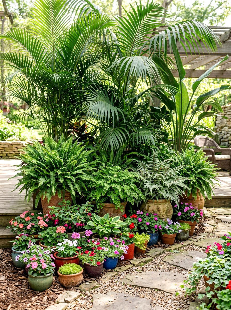 Layered Floor Plants - 30 greenhouse decorative ideas