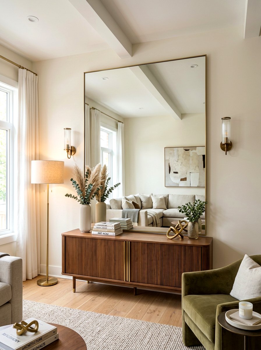 Layered Furniture Mirror Wall - 30 floor to ceiling mirror wall ideas