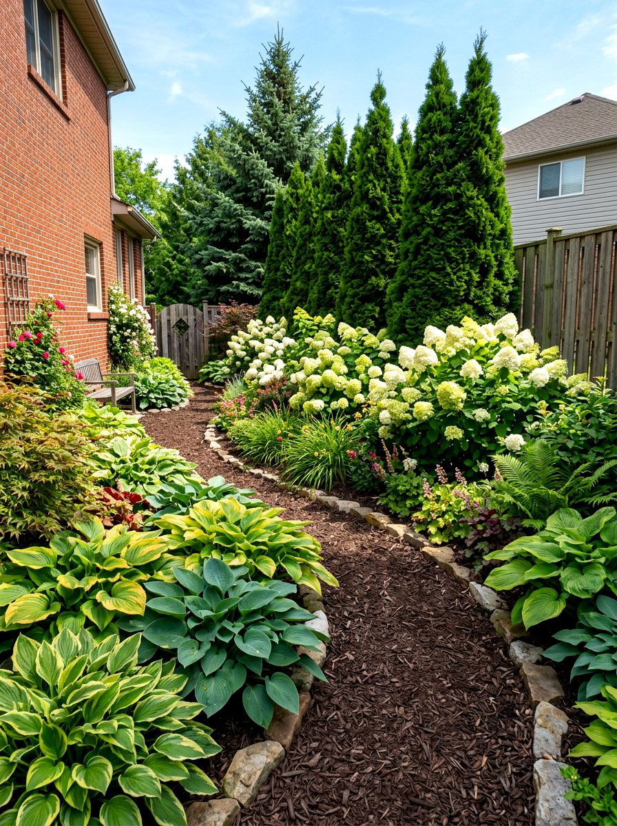 Layered Garden Bed - 30 side yard privacy fence landscaping ideas