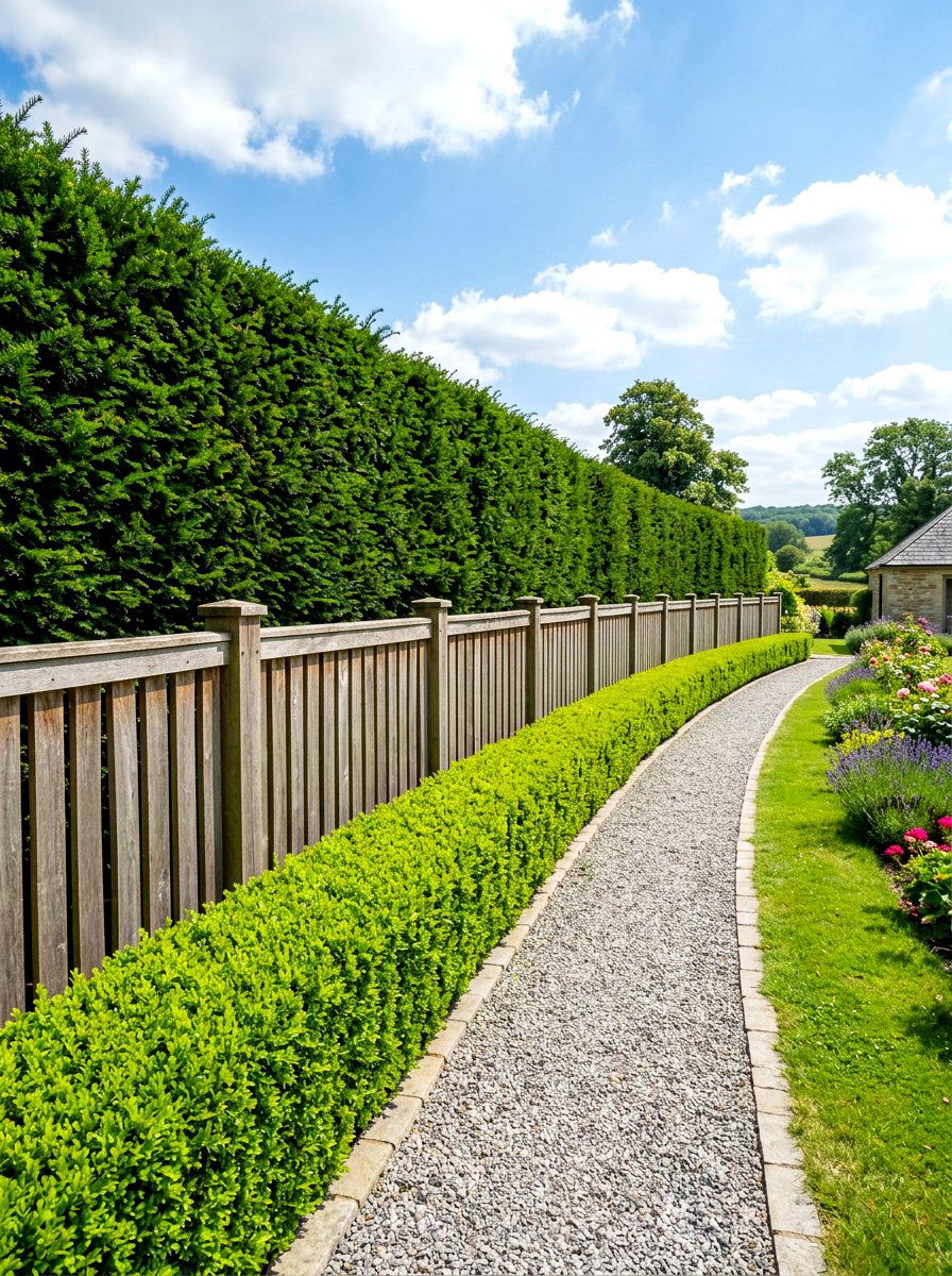 Layered Hedge Fencing - 30 boxwood garden ideas
