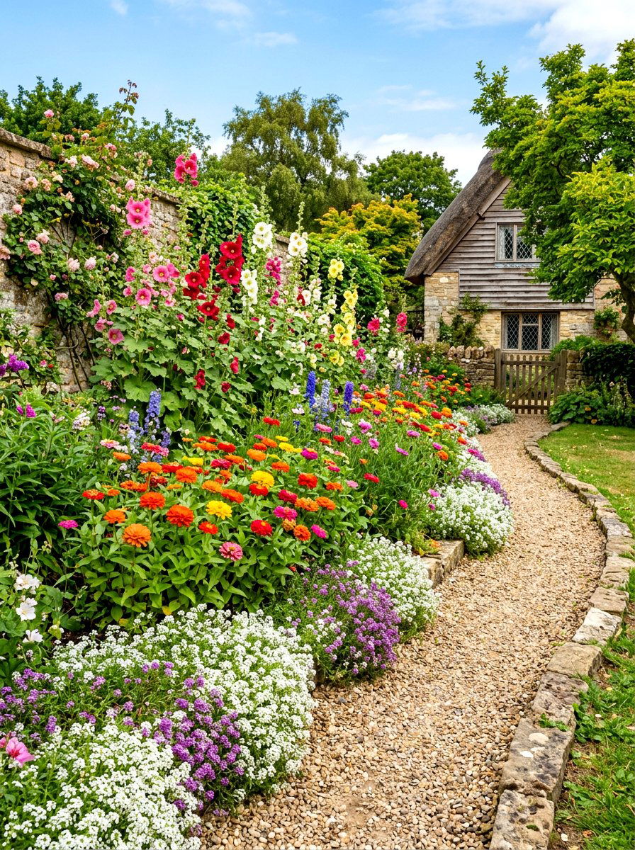 Layered Height Garden - 30 cottage flower bed ideas