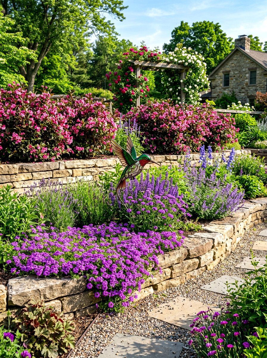 Layered Heights Garden - 30 hummingbird border ideas