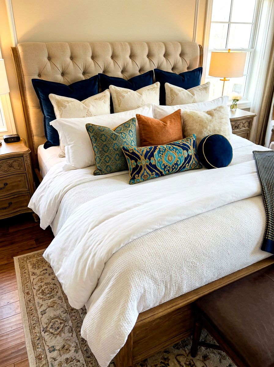 Layered Hotel Pillows - 30 hotel style bedroom ideas