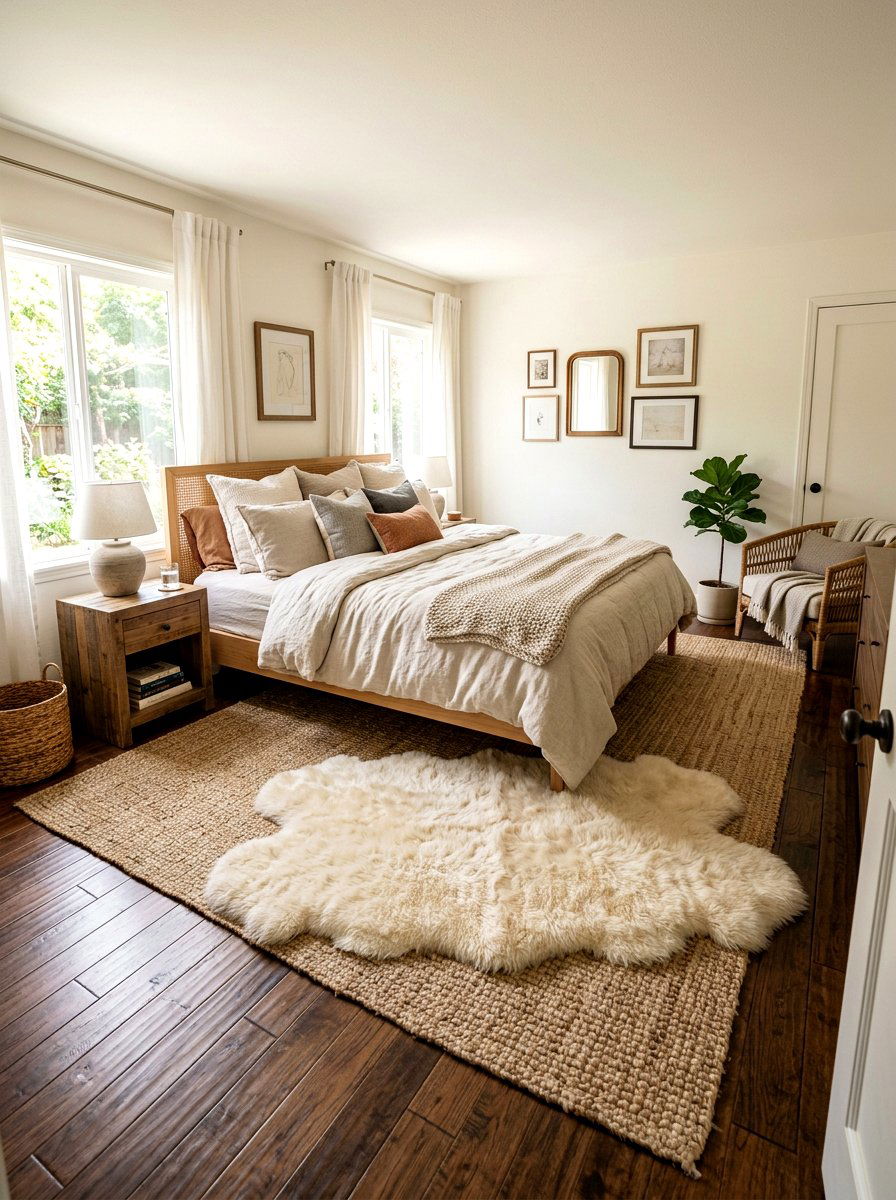 Layered Jute Floor Rugs - 30 natural harvest decor ideas