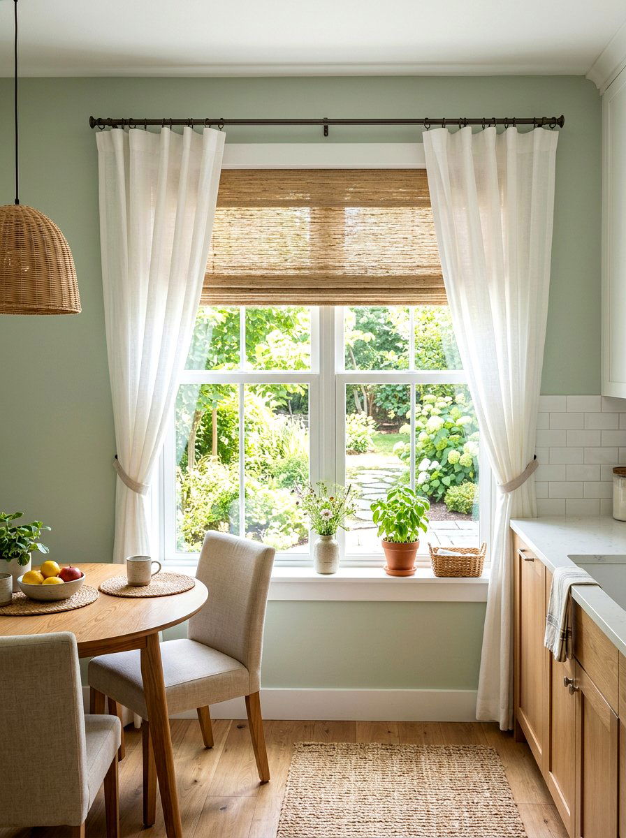 Layered Jute Window Shades - 30 layered kitchen decor ideas