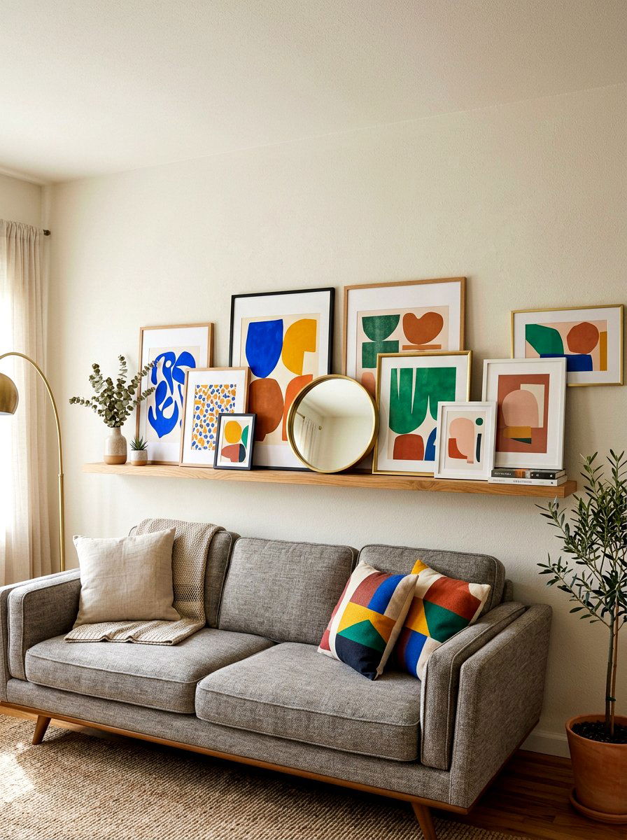 Layered Lean Art Shelf - 30 shelfie decor ideas