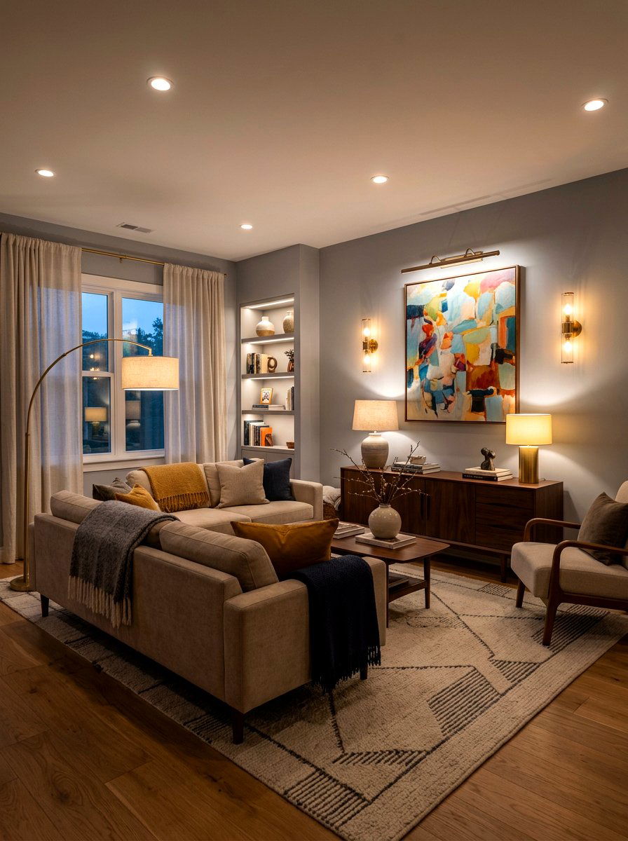Layered Lighting - 30 artful living room ideas