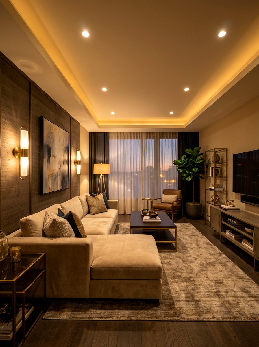 Layered Lighting Scheme - 30 quiet luxury apartment ideas