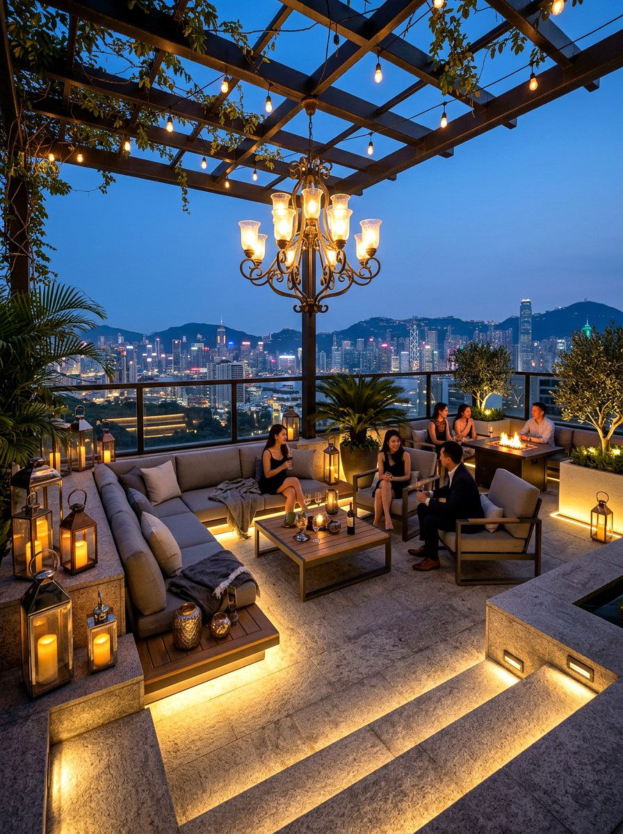 Layered Lighting Terrace - 30 boutique hotel patio ideas