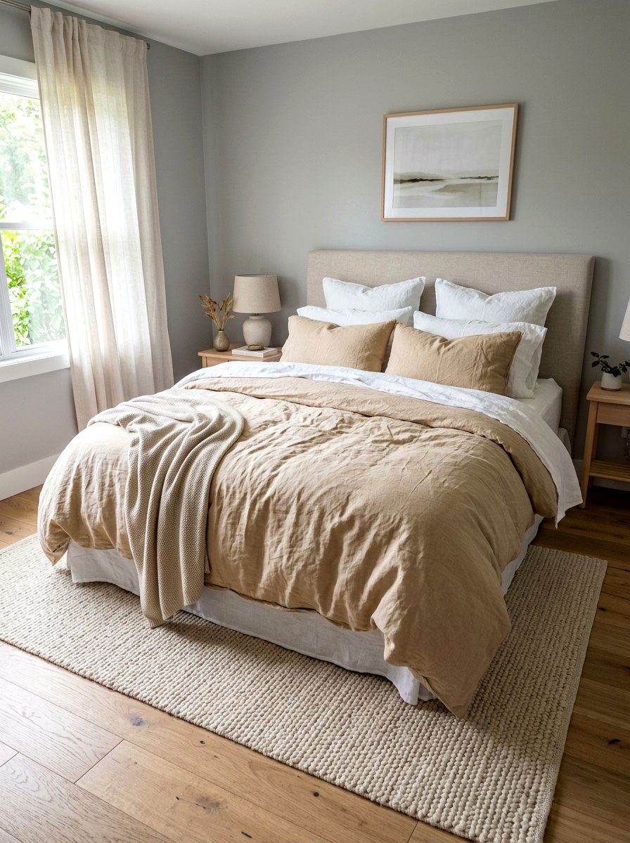 Layered Linen Bedding - 30 calming bedroom ideas