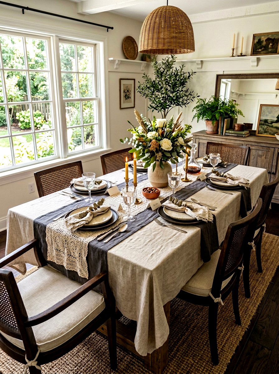 Layered Linen Tablescape - 30 Thanksgiving table decor ideas