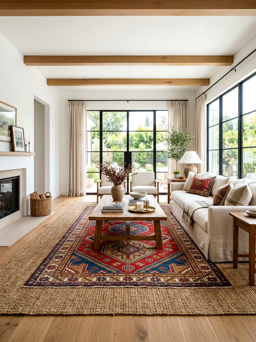 Layered Living Room Jute - 30 jute rug styling ideas