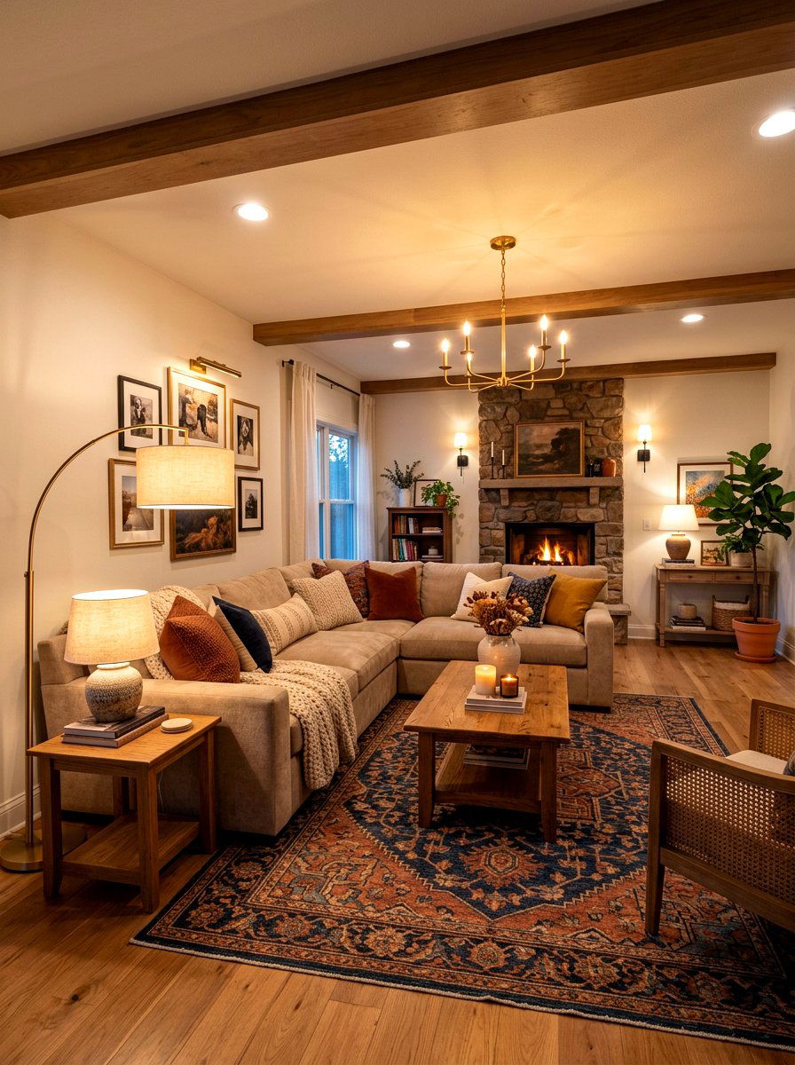 Layered Living Room Lighting - 30 lamp lit living room ideas