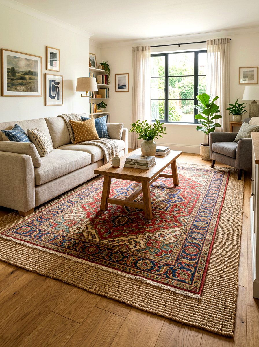 Layered Living Room Rugs - 30 updated traditional living room ideas