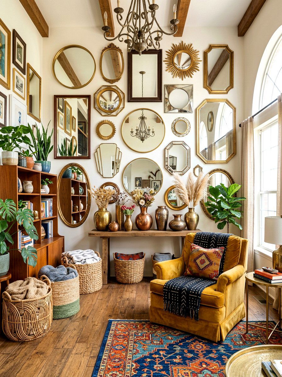 Layered Mirror Decor - 30 mantel mirror ideas