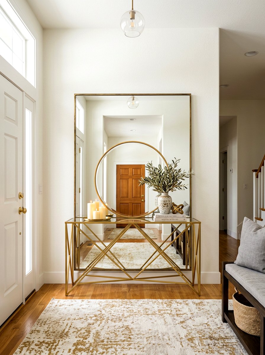 Layered Mirror Entryway Design - 30 console table entry ideas
